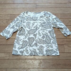Women's Croft & Barrow white paisley print blouse size XXL